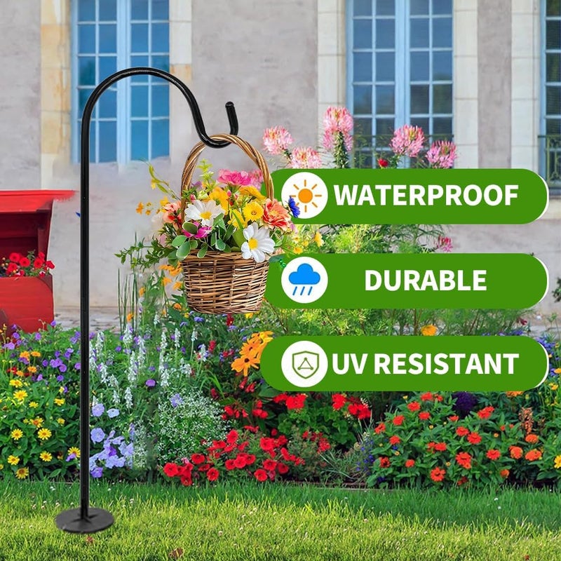 Baooery 4 Pack of Adjustable Outdoor Shepherds Hooks, Heavy Duty Iron Garden Stakes Outdoor Garden Hook for Solar Lights, Lanterns, Plants & Weddings- Base Included - Image 5